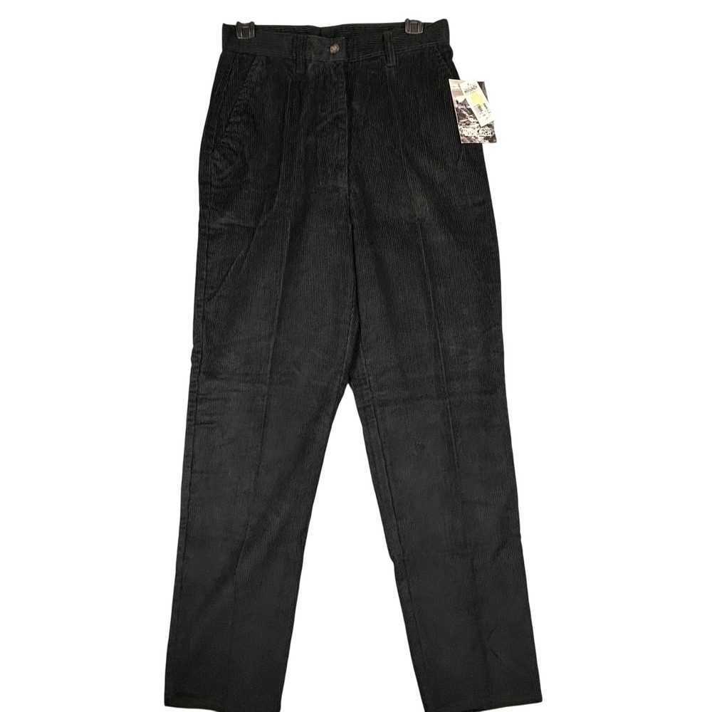 Vintage Woolrich Womens Black Corduroy Pleated Front Pants Size 8 NWT